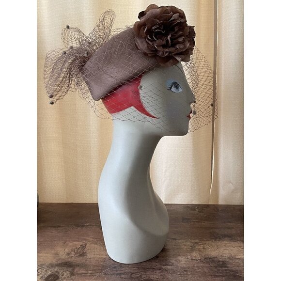 Something Special Womens Pillbox Dress Hat Brown Wool Felt Birdcage Veil Derby Something Special Womens Pillbox Dress Hat Brown Wool Felt Birdcage Veil Derby